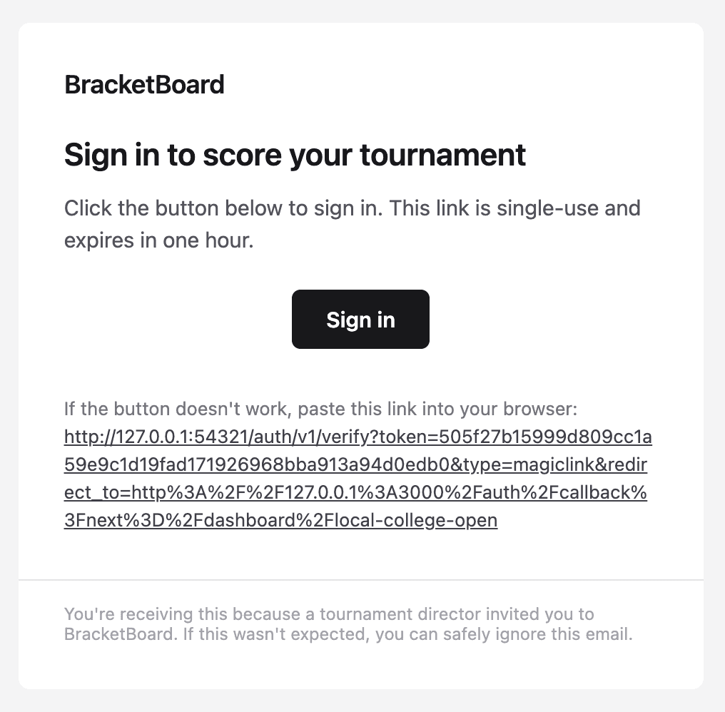 Worker dashboard with the My Assignments section listing a tournament and mat number.