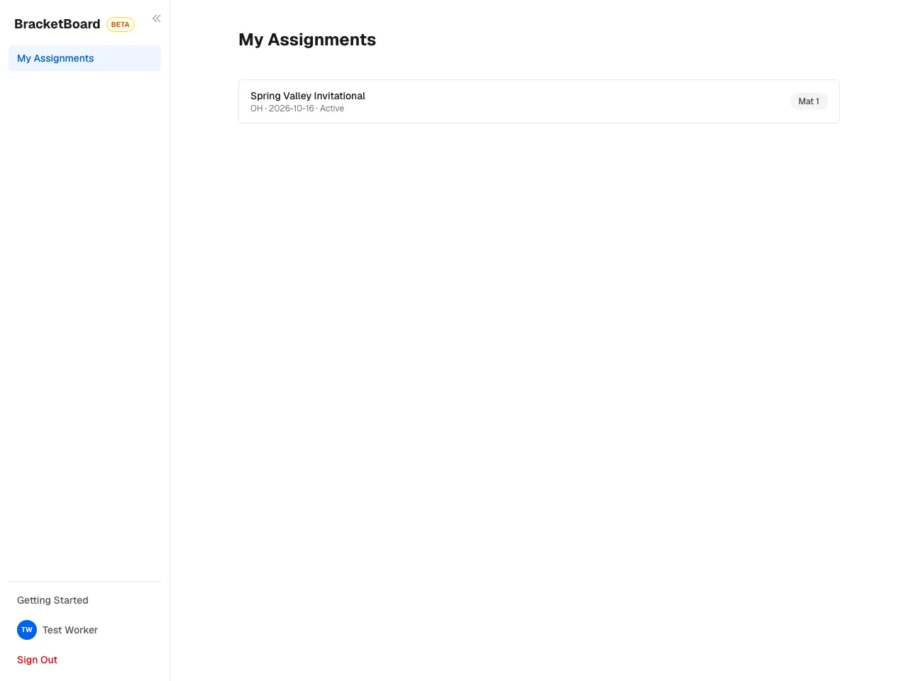 A worker's dashboard: My Assignments.